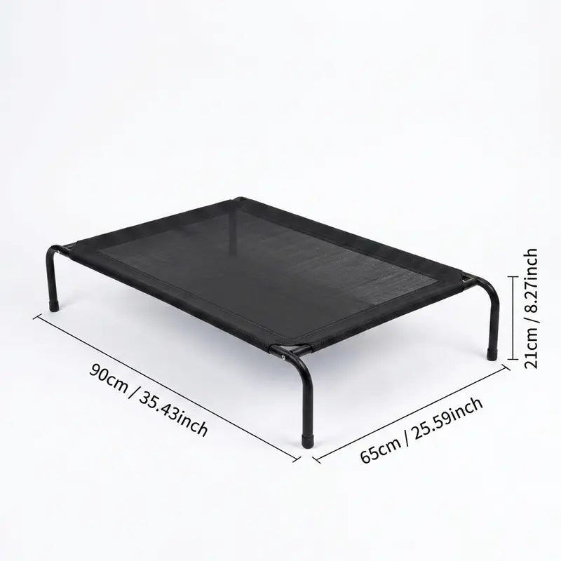 Petitrinu Classic Raised Dog Bed with Metal Raised Frame - Textilene Stretch Mesh Fabric, Cooling, Breathable, Moisture Proof, Joint Relief for Medium/Large Dogs, 2 Sizes (47.24In×31.89In×9.45In/35.43In×25.59In×8.27In) Pet Cot